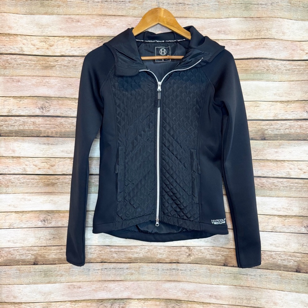 Black Quilted Zip-Up Hoodie Jacket